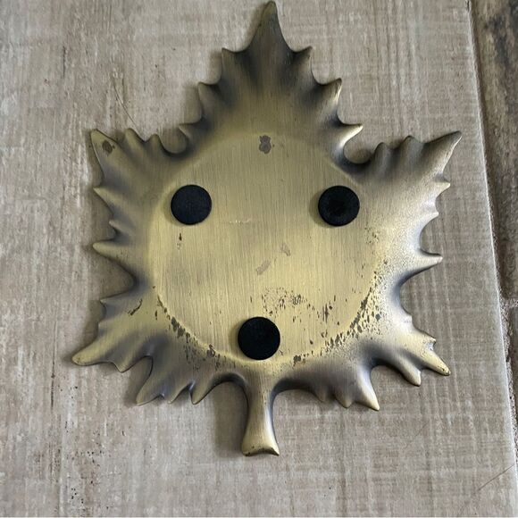 Brass Metal Fall Maple Leaf Jewelry Ring Dish Decor Candle Holder Trinket Tray - Picture 4 of 8